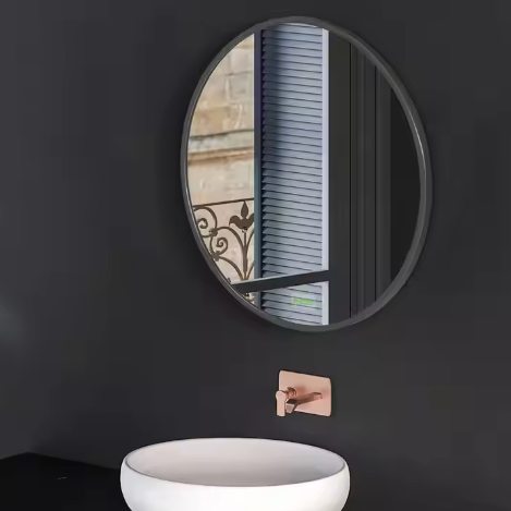 Ronde Badkamerspiegel – Ø50 cm, Zwart Aluminium Frame, Modern & Waterbestendig