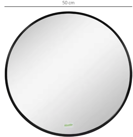 Ronde Badkamerspiegel – Ø50 cm, Zwart Aluminium Frame, Modern & Waterbestendig