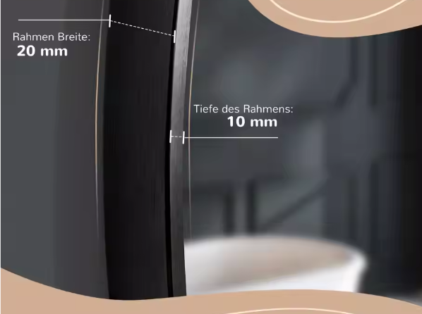 Ronde Badkamerspiegel – Ø50 cm, Zwart Aluminium Frame, Modern & Waterbestendig
