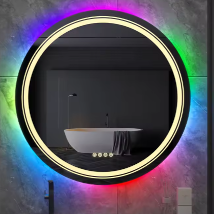 Grote Ronde LED Badkamerspiegel – RGB Achtergrondverlichting, Anti-Condens & Dimbaar