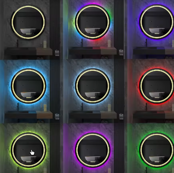 Grote Ronde LED Badkamerspiegel – RGB Achtergrondverlichting, Anti-Condens & Dimbaar