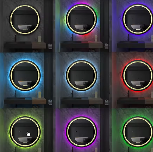 Grote Ronde LED Badkamerspiegel – RGB Achtergrondverlichting, Anti-Condens & Dimbaar
