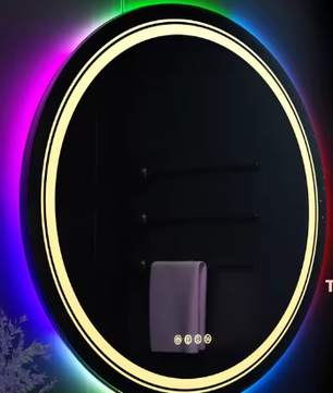 Grote Ronde LED Badkamerspiegel – RGB Achtergrondverlichting, Anti-Condens & Dimbaar