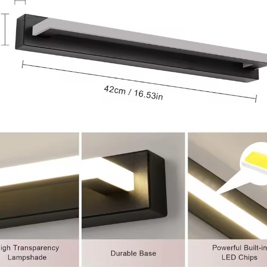 LED Wandlamp Badkamer – 42 cm Spiegelverlichting, Neutraal Wit 4500K