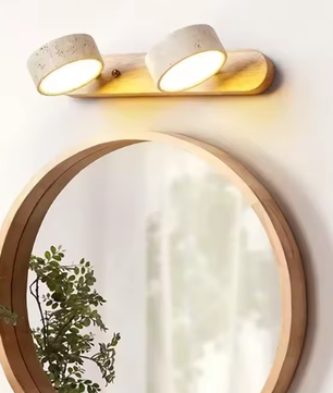 Travertijn Duo Wandlamp – Wabi Sabi LED Verlichting, Draaibaar & Modern