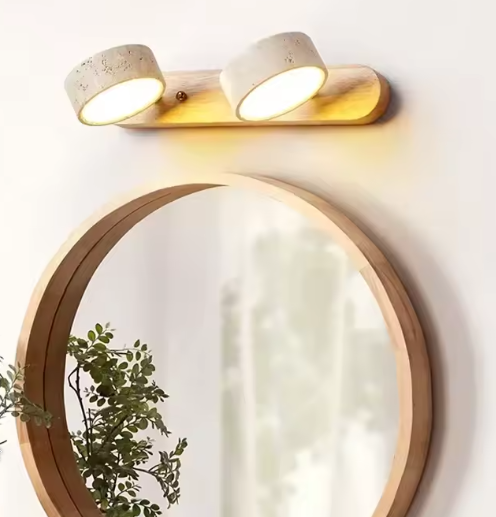 Travertijn Duo Wandlamp – Wabi Sabi LED Verlichting, Draaibaar & Modern