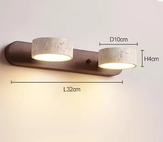 Travertijn Duo Wandlamp – Wabi Sabi LED Verlichting, Draaibaar & Modern