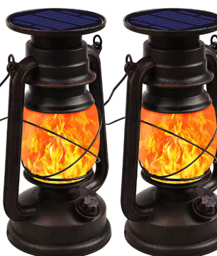 Retro Hangend Zonnelichtje – LED Stormlamp met Vlameffect, IP66 Waterdicht