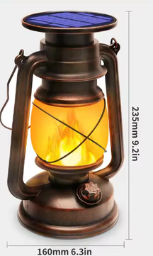 Retro Hangend Zonnelichtje – LED Stormlamp met Vlameffect, IP66 Waterdicht