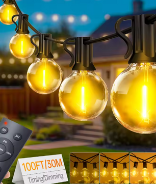 G40 LED Lichtslinger 30m – Warm Wit, IP65 Waterdicht, 40 Lampen
