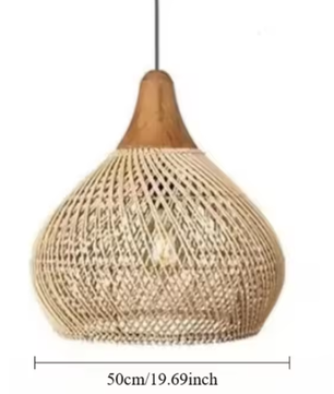 Vintage Boho Rotan Hanglamp – Handgemaakte E27 Plafondlamp voor Eetkamer & Woonkamer