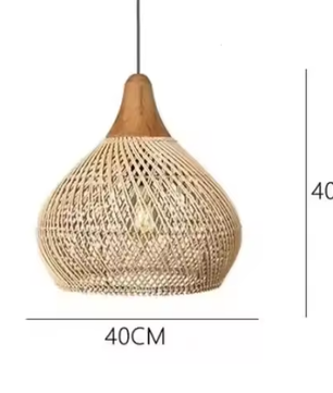 Vintage Boho Rotan Hanglamp – Handgemaakte E27 Plafondlamp voor Eetkamer & Woonkamer