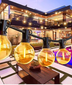 Solar Lichtslinger 12M – 30 LED G40 Lampen, USB & Zonnepaneel, Waterdicht en Onbreekbaar
