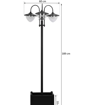 Solar Tuinlantaarn met 18 LED Lampjes – 189 cm Hoog, Waterdicht IP44, Met Sensor en Bloempotbasis