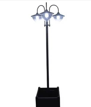 Solar Tuinlantaarn met 18 LED Lampjes – 189 cm Hoog, Waterdicht IP44, Met Sensor en Bloempotbasis
