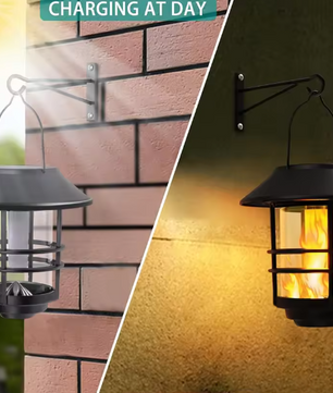 Solar Hanglantaarn Buiten – Flikkerende Vlammen, Waterdicht Glas & RVS, Wand- en Hekverlichting