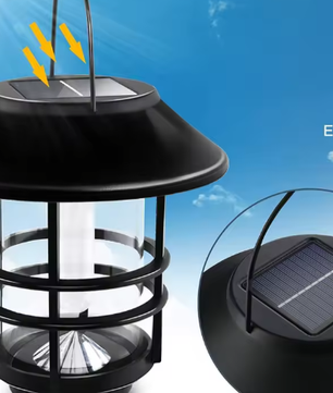 Solar Hanglantaarn Buiten – Flikkerende Vlammen, Waterdicht Glas & RVS, Wand- en Hekverlichting