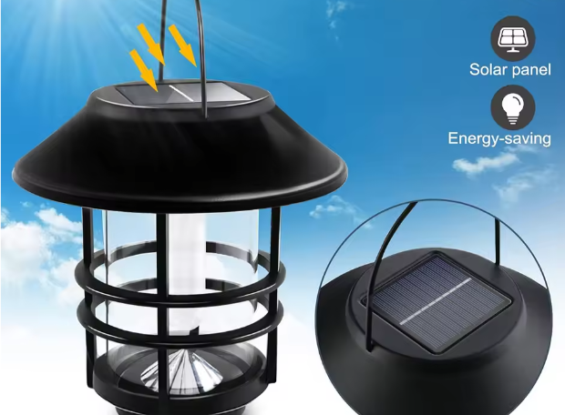 Solar Hanglantaarn Buiten – Flikkerende Vlammen, Waterdicht Glas & RVS, Wand- en Hekverlichting