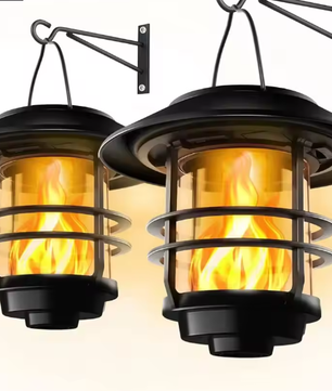Solar Hanglantaarn Buiten – Flikkerende Vlammen, Waterdicht Glas & RVS, Wand- en Hekverlichting