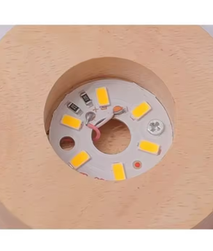 3D Kristallen Bol Nachtlamp – LED Sfeerlamp met Houten Basis & USB-Voeding