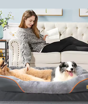 Groot Hondenbed – Zacht Comfortabel Fleece Met Wasbare Hoes & Stevig Sponsschuim