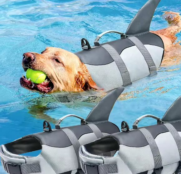Honden Reddingsvest – Veilig Zwemvest met Handvat & Haai Design