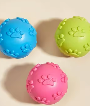 Piepend Rubber Hondenspeelgoed – Duurzame Bal met Pootafdruk