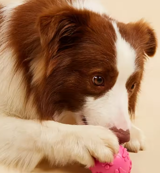 Piepend Rubber Hondenspeelgoed – Duurzame Bal met Pootafdruk