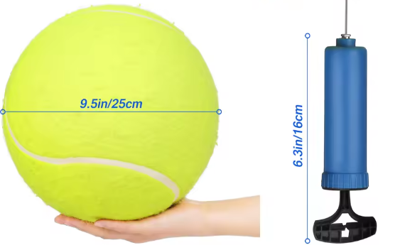 Oversized Opblaasbare Tennisbal 24 cm – Inclusief Pomp voor Hond, Kat & Kinderen