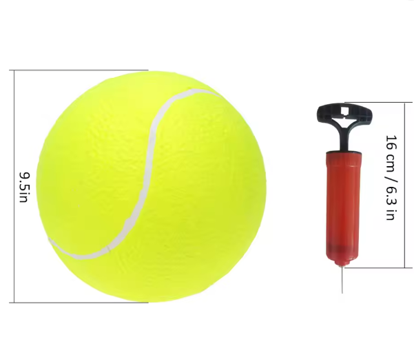 Oversized Opblaasbare Tennisbal 24 cm – Inclusief Pomp voor Hond, Kat & Kinderen