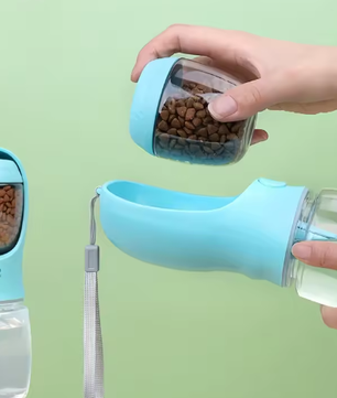 Draagbare Honden- en Kattenwaterfles met Voercontainer – Ideaal voor Buitenreizen