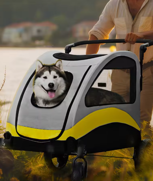 Opvouwbare Honden- en Kattenwagen – 2-in-1 Kinderwagen & Reiskrat