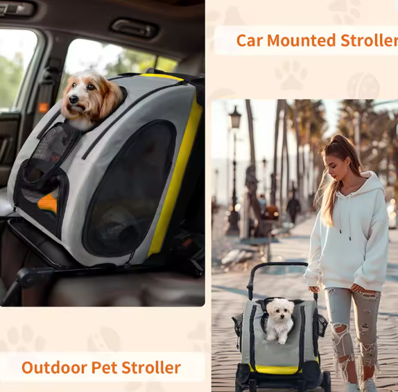 Opvouwbare Honden- en Kattenwagen – 2-in-1 Kinderwagen & Reiskrat