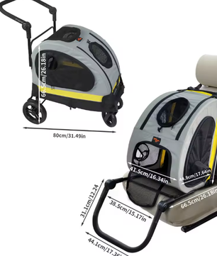 Opvouwbare Honden- en Kattenwagen – 2-in-1 Kinderwagen & Reiskrat