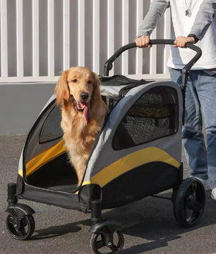 Draagbare Honden- en Kattenwagen – Opvouwbare 4-Wiel Wandelwagen tot 65 kg