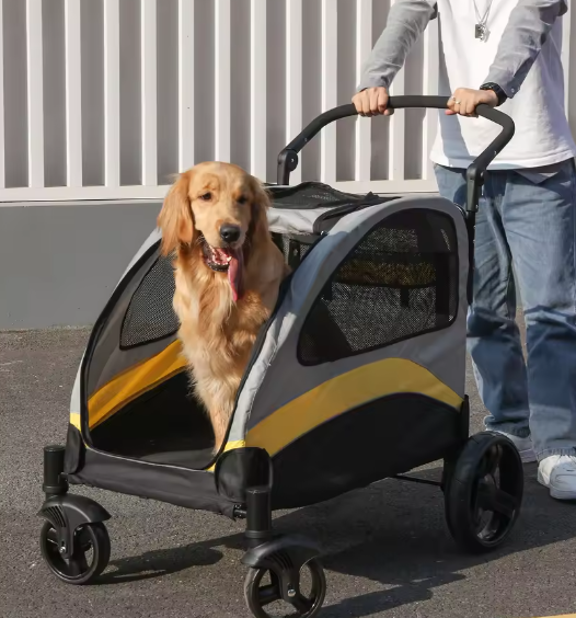 Draagbare Honden- en Kattenwagen – Opvouwbare 4-Wiel Wandelwagen tot 65 kg