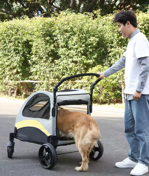 Draagbare Honden- en Kattenwagen – Opvouwbare 4-Wiel Wandelwagen tot 65 kg