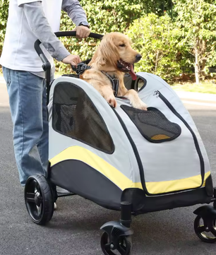 Draagbare Honden- en Kattenwagen – Opvouwbare 4-Wiel Wandelwagen tot 65 kg
