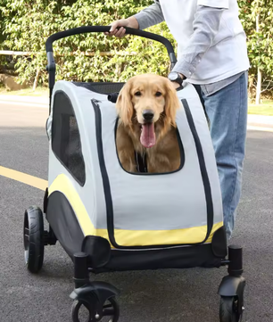 Draagbare Honden- en Kattenwagen – Opvouwbare 4-Wiel Wandelwagen tot 65 kg