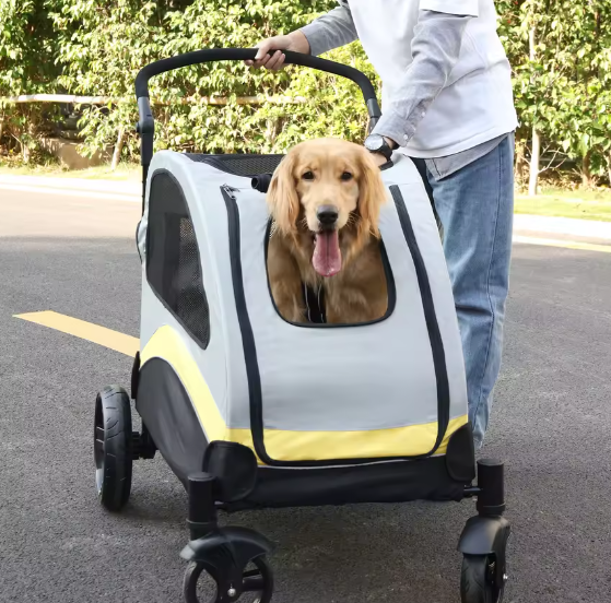 Draagbare Honden- en Kattenwagen – Opvouwbare 4-Wiel Wandelwagen tot 65 kg