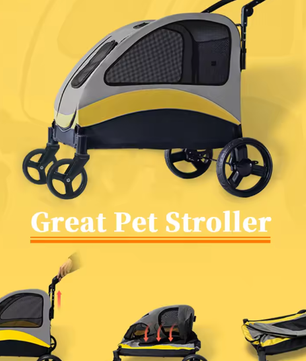Draagbare Honden- en Kattenwagen – Opvouwbare 4-Wiel Wandelwagen tot 65 kg