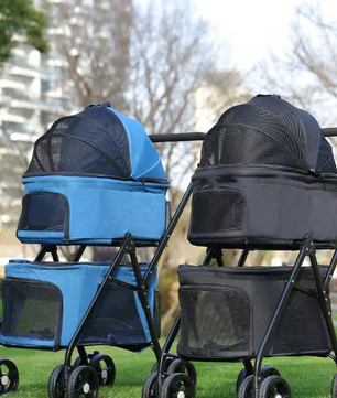 Opvouwbare Honden- en Kattenwagen – 4-Wiel Jogger met Dubbele Drager