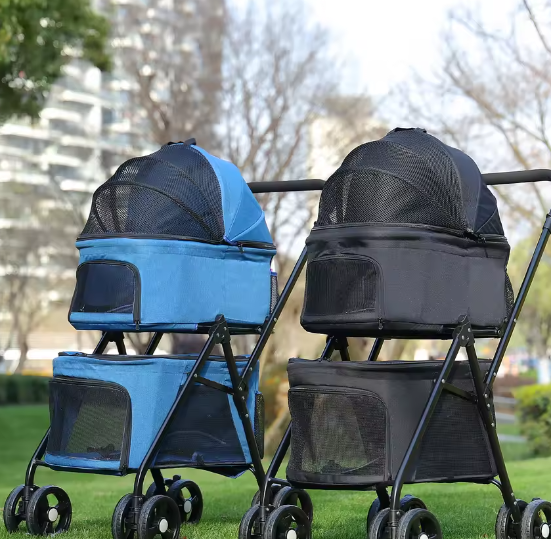 Opvouwbare Honden- en Kattenwagen – 4-Wiel Jogger met Dubbele Drager