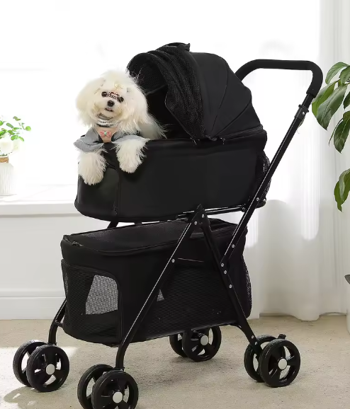 Opvouwbare Honden- en Kattenwagen – 4-Wiel Jogger met Dubbele Drager