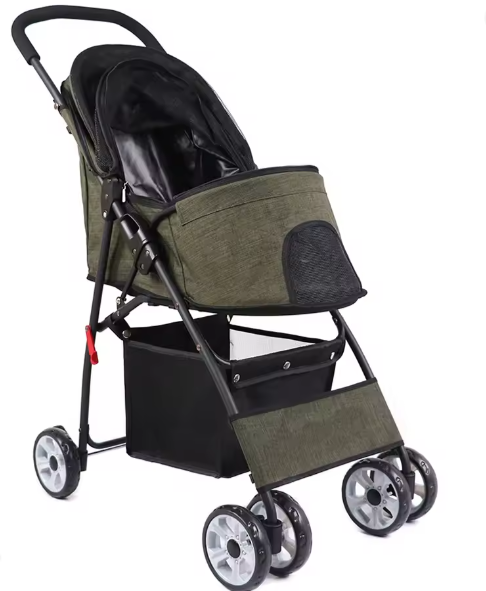 Opvouwbare Honden- en Kattenwagen – 4-Wiel Jogger met Dubbele Drager