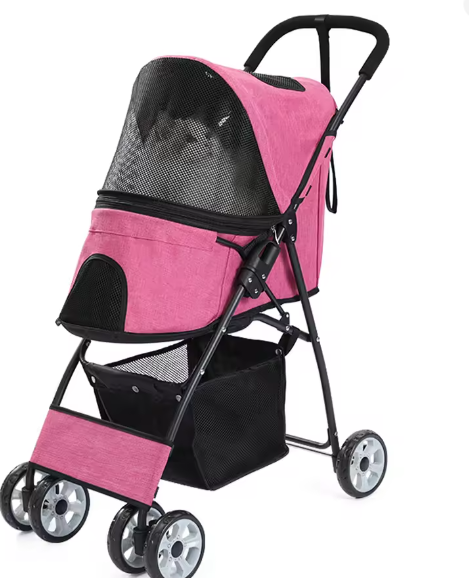 Opvouwbare Honden- en Kattenwagen – 4-Wiel Jogger met Dubbele Drager
