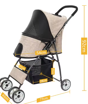 Opvouwbare Honden- en Kattenwagen – 4-Wiel Jogger met Dubbele Drager