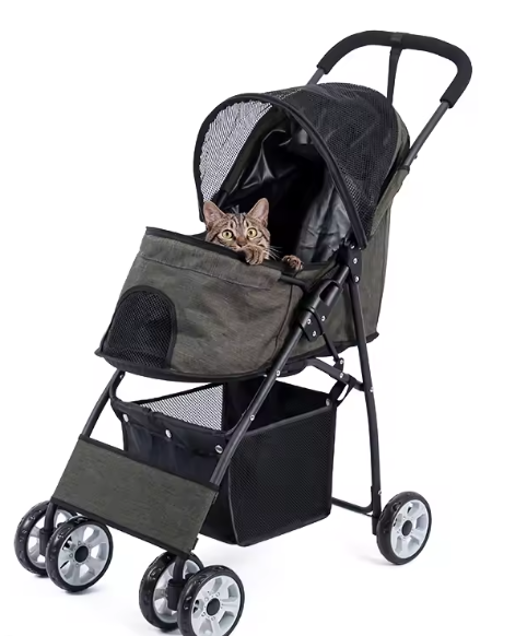 Opvouwbare Honden- en Kattenwagen – 4-Wiel Jogger met Dubbele Drager