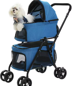 Opvouwbare Honden- en Kattenwagen – 4-Wiel Jogger met Dubbele Drager