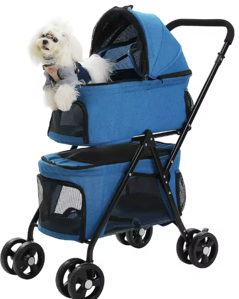 Opvouwbare Honden- en Kattenwagen – 4-Wiel Jogger met Dubbele Drager